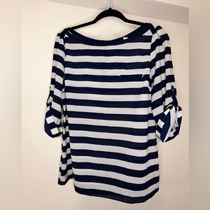 NY&COMPANY size L navy and white stripped shirt barely worn